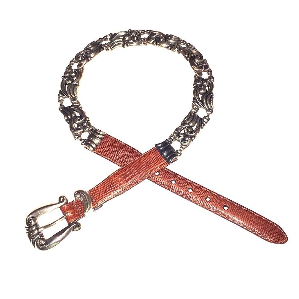 Georgeous BRIGHTON Womens Brown Leather Chain-Link Decorative Belt